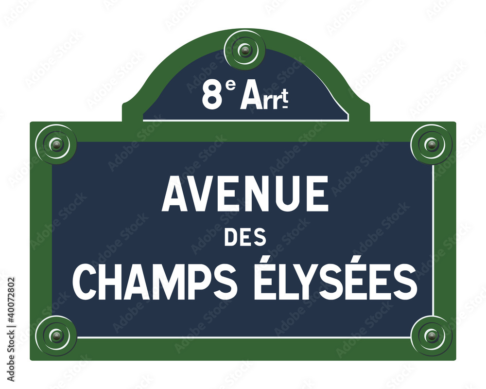 Naklejka premium Plaque Avenue des Champs Élysées