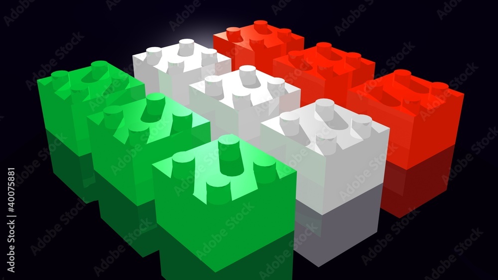 Italian flag made of Bricks pieces - Bandiera italiana Bricks