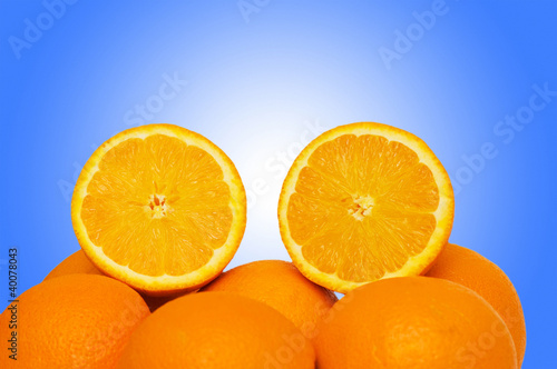 Oranges on the gradient background