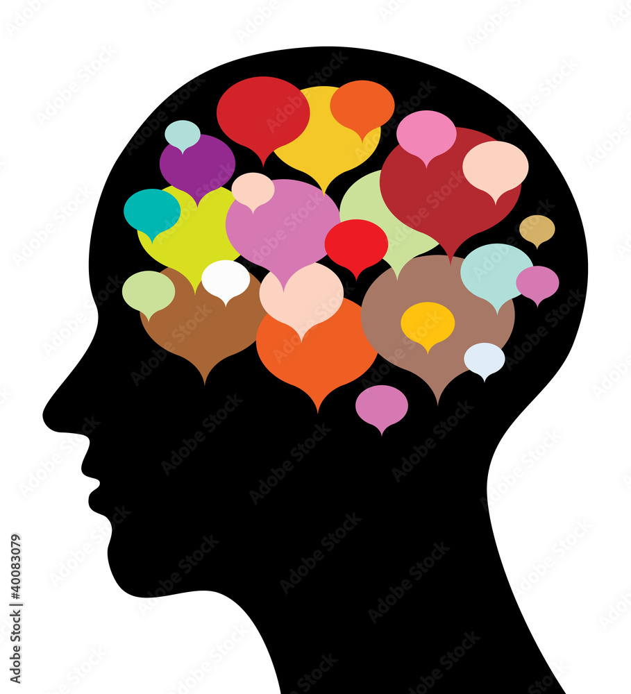 Silhouette with thought bubbles, abstract vector illustration Silhouette with thought bubbles, abstract vector illustration