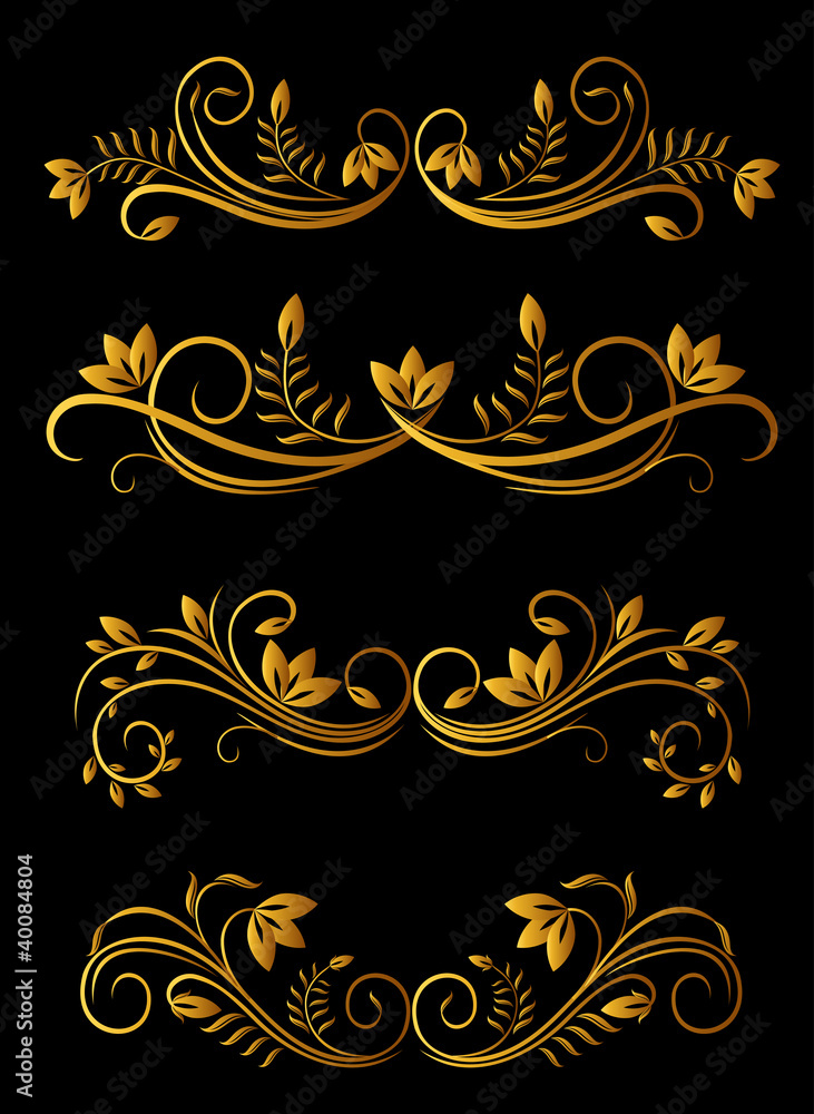 Golden floral elements