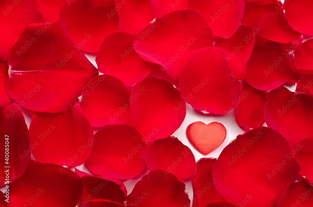 赤いバラの花びらとハートマーク Stock Photo Adobe Stock