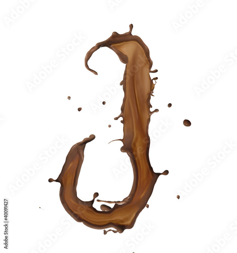 Chocolate splash letter isolated on white background