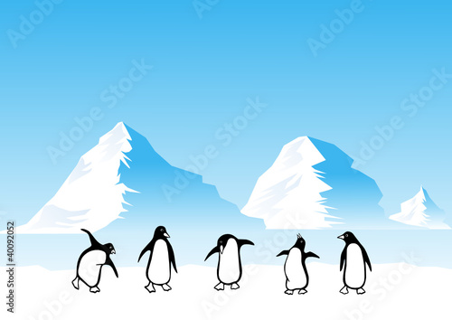 naughty penguins on Icebergs background. vector file