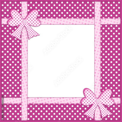Polka dot background with gift bows and ribbons and copy space