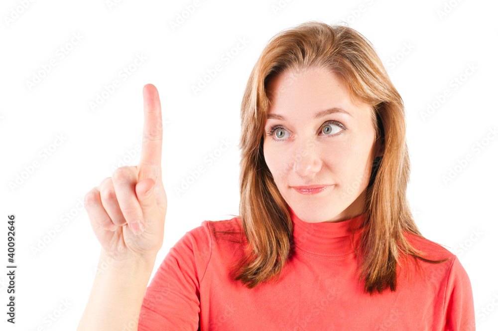 business woman touching the screen with her finger business woman touching the screen with her finger