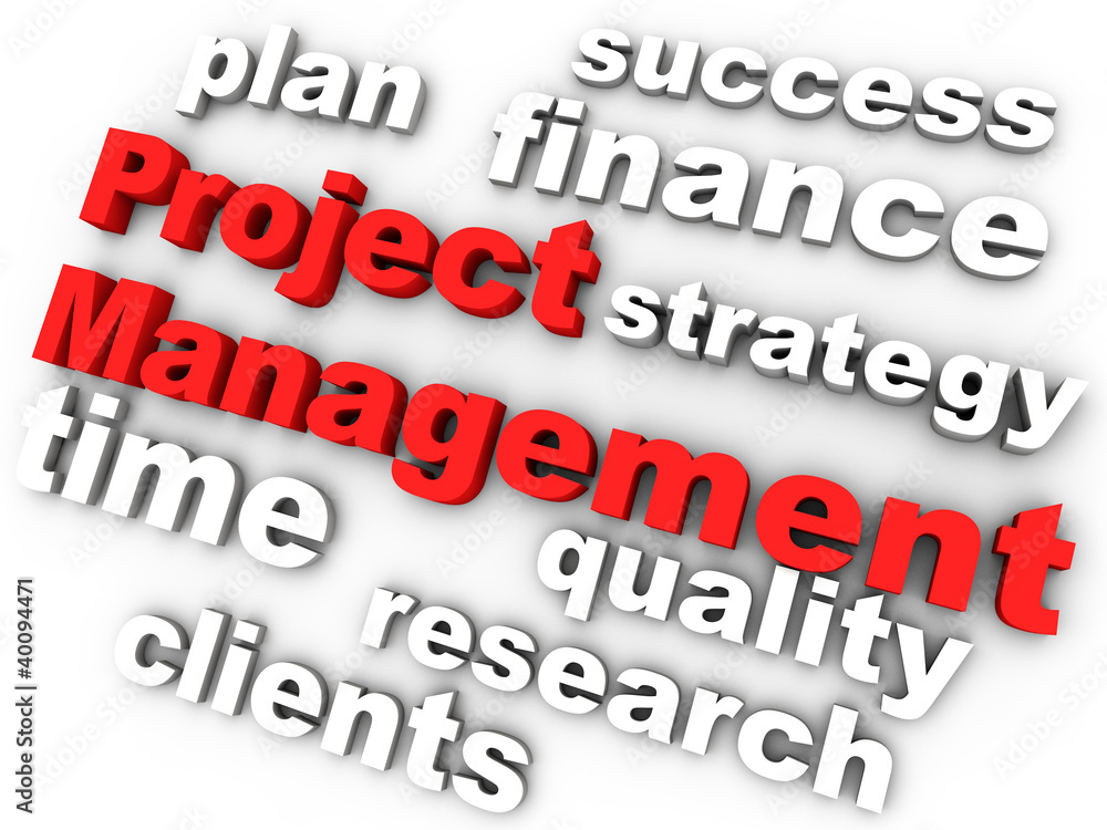 Project Management in red surrounded by relevant words Project Management in red surrounded by relevant words