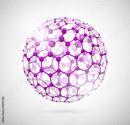 Image of the molecular structure in the form of a sphere. Eps 10