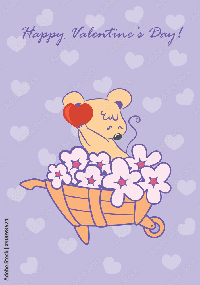 The cute card for Valentine's Day, the background The cute card for Valentine's Day, the background