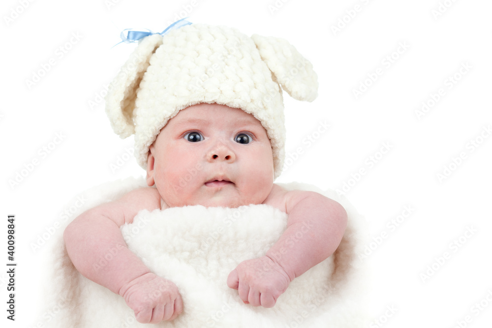 funny newborn baby dressed in Easter bunny cap with eggs funny newborn baby dressed in Easter bunny cap with eggs