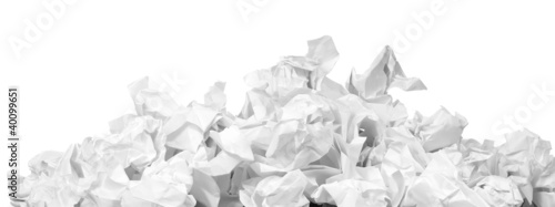 stack of crumpled paper balls isolated on white photo