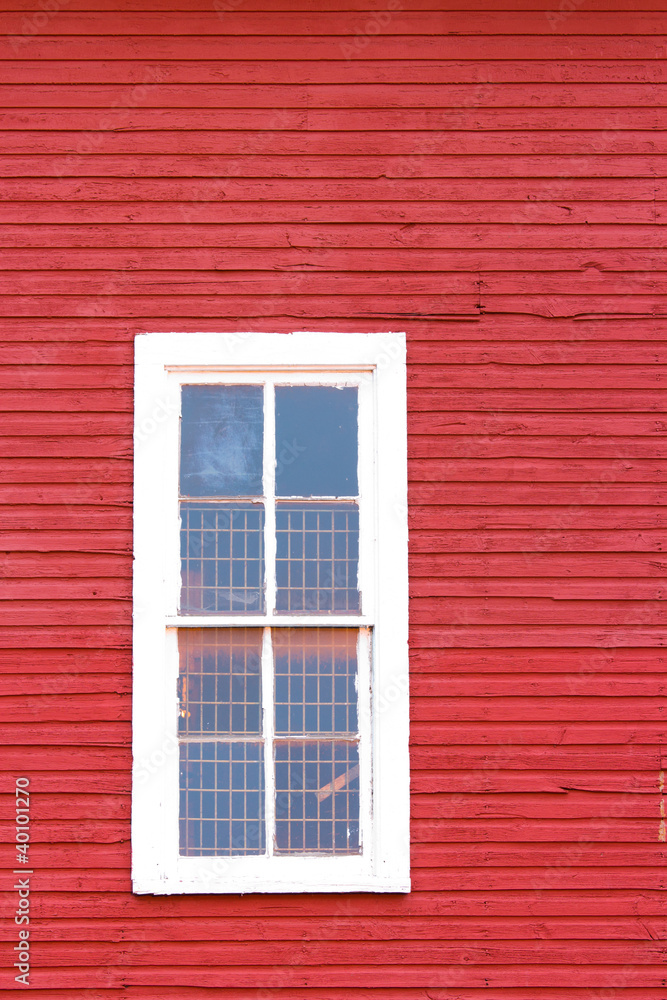 White Window on Red Siding