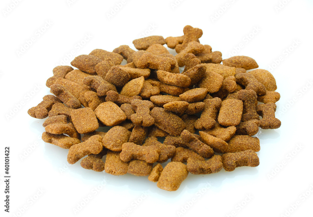 Fototapeta premium dry dog food isolated on white