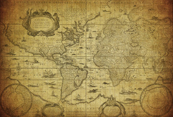 vintage map of the world 1635