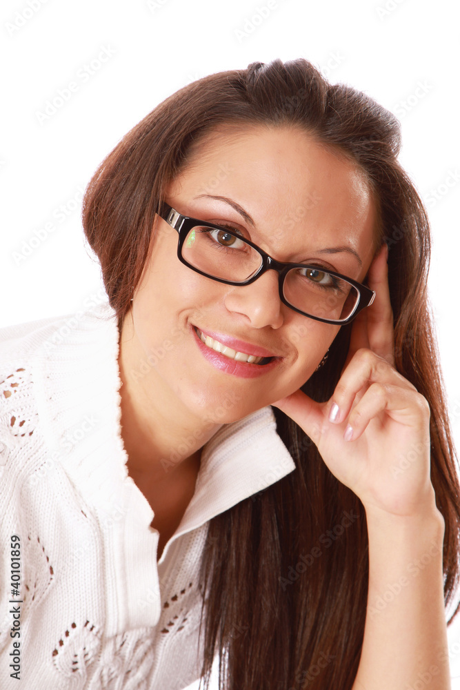 Portrait of a pretty woman wearing glasses Portrait of a pretty woman wearing glasses