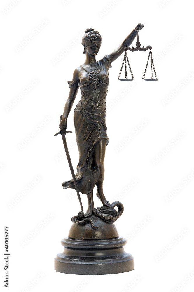antique bronze statuette of the goddess Themis. antique bronze statuette of the goddess Themis.