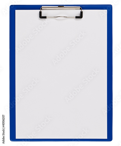 Blue medical clipboard with copy space isolated on white
