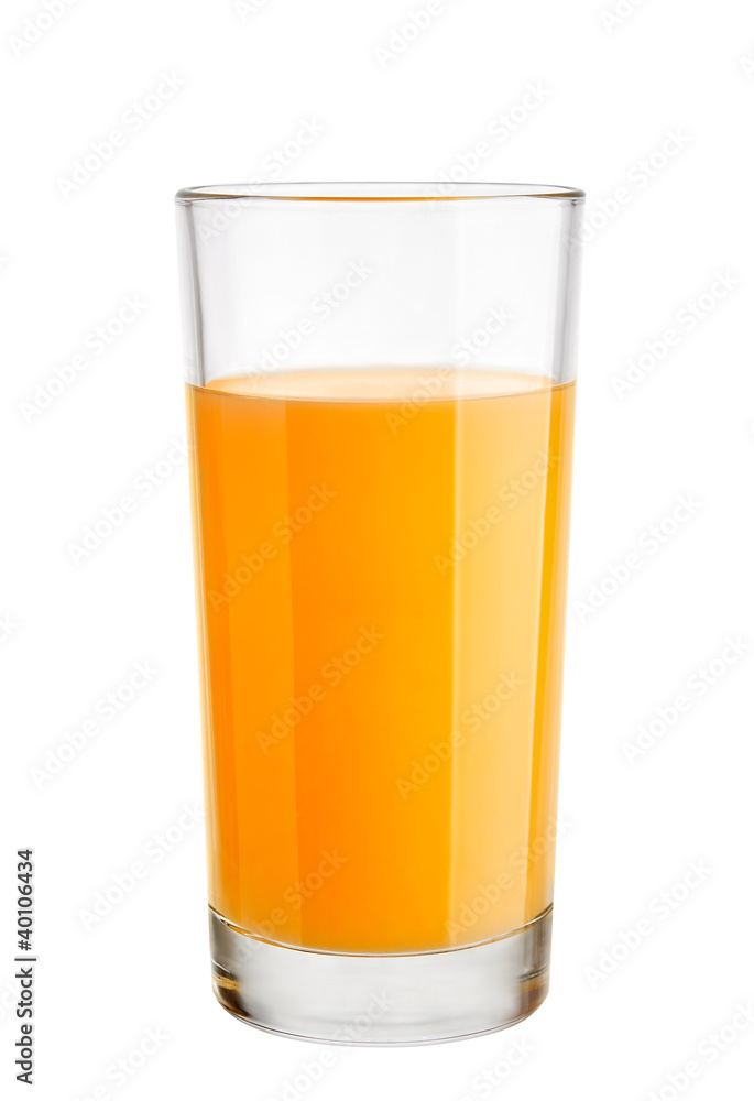 Orange juice in highball glass. Isolated on white background Orange juice in highball glass. Isolated on white background