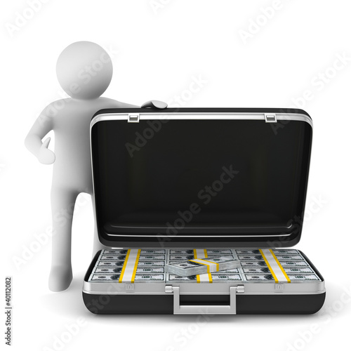 Open suitcase with dollars ...