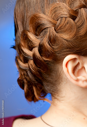 Modern hairdo with plaits sideview