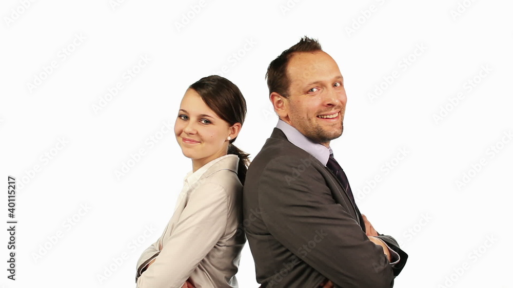 Portrait of business couple with crossed hands, isolated Portrait of business couple with crossed hands, isolated