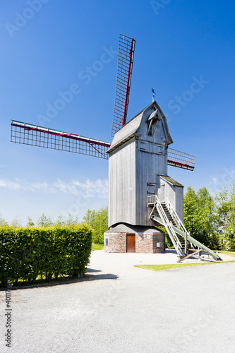 wooden windmill Drievenmeulen near Steenvoorde, Nord-Pas-de-Cala photo