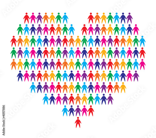 heart with people background, abstract vector illustration