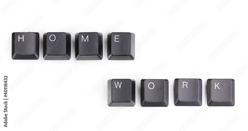 Keyboard keys saying home work isolated on white Keyboard keys saying home work isolated on white