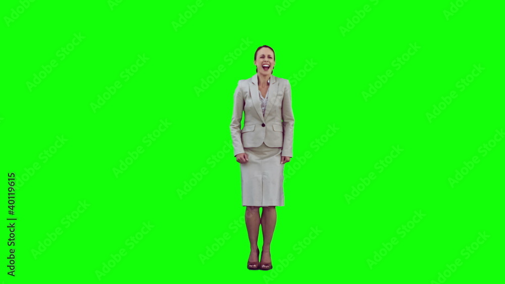 Smiling woman in slow motion raising her arms Smiling woman in slow motion raising her arms