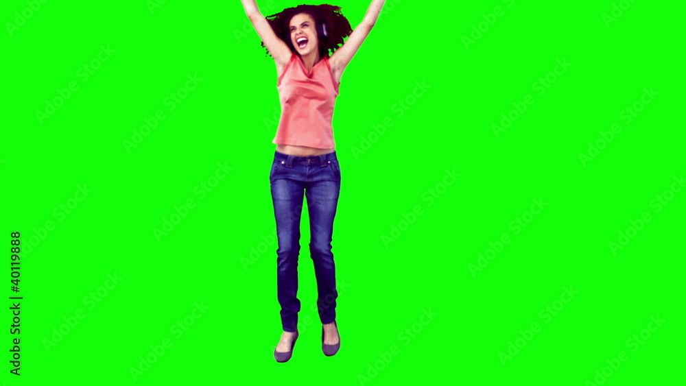 Happy woman in slow motion dancing Happy woman in slow motion dancing