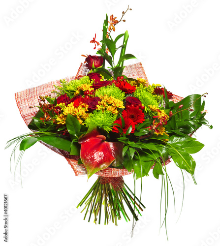bouquet of gerberas, roses and chrysanthemums
