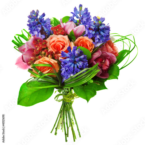 bouquet of roses, lily and geatsint