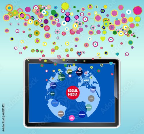 social media concept tablet PC, vector illustration