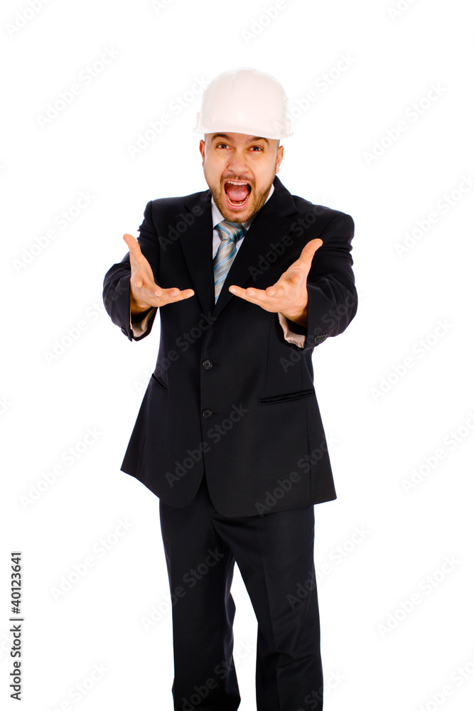 Engineer in the helmet on a white background Engineer in the helmet on a white background