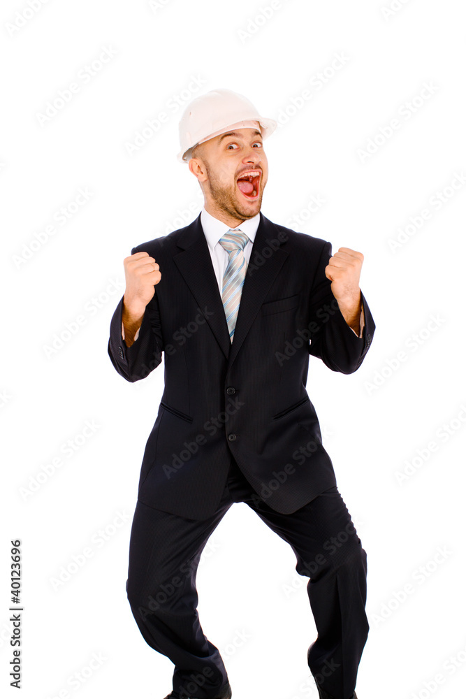Engineer in the helmet on a white background Engineer in the helmet on a white background