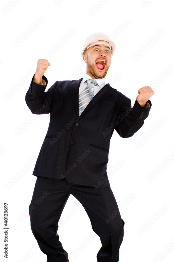 Engineer in the helmet on a white background Engineer in the helmet on a white background