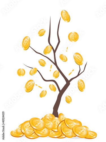 money falling from tree