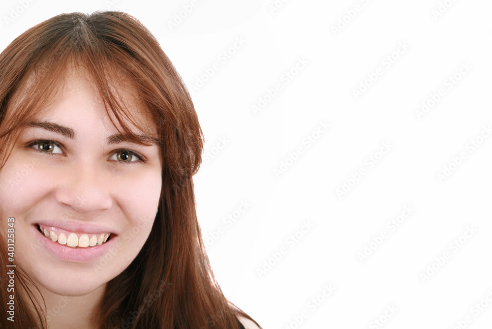 Pretty young woman smiling - copyspace