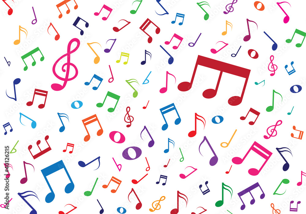 colorful note floating from guitar colorful note floating from guitar
