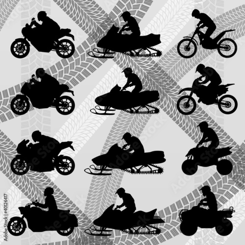 All terrain vehicle motorbike riders vector