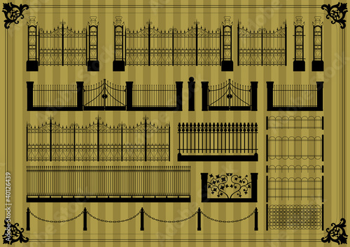 Vintage gate and street fence illustration collection
