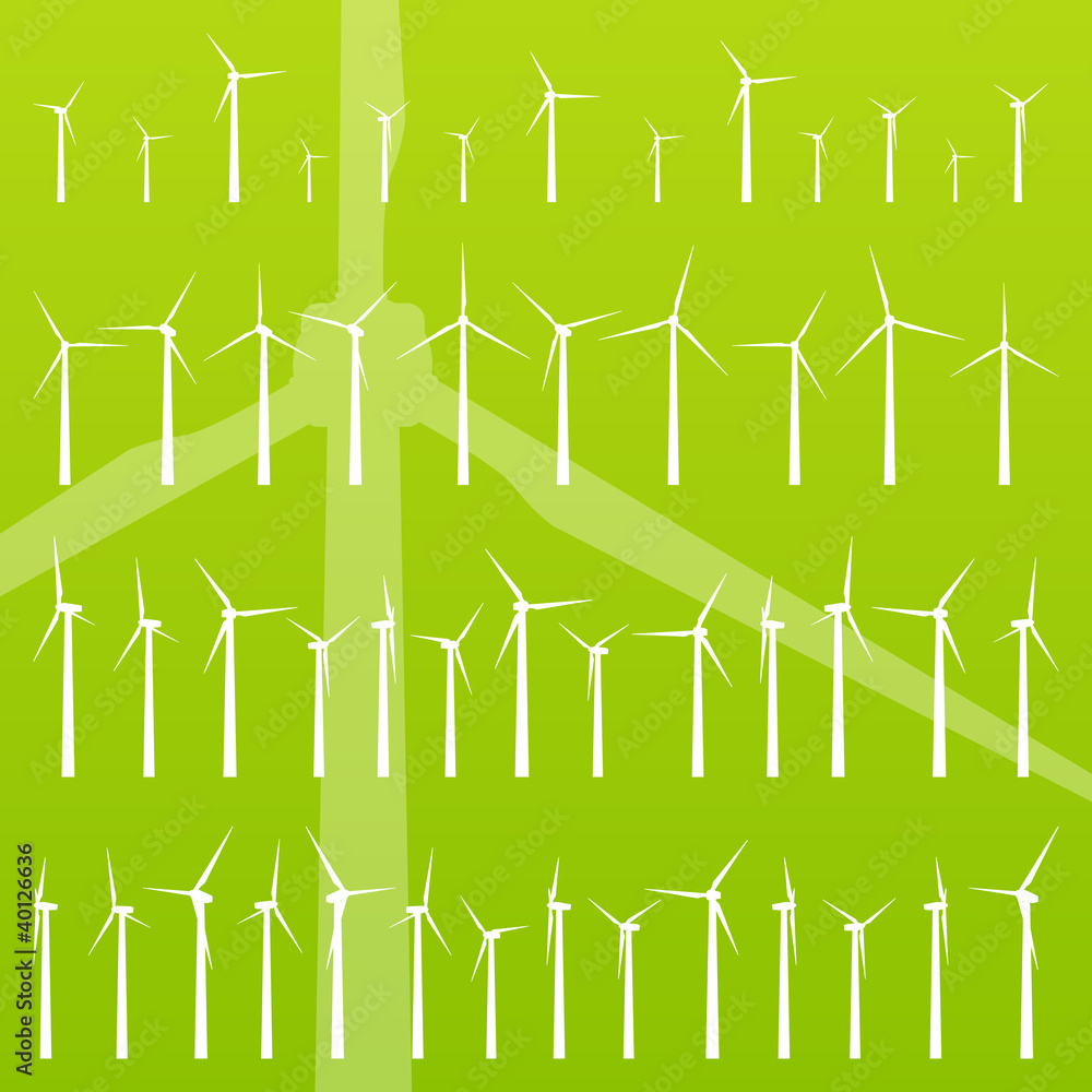 Wind electricity generators and windmills vector