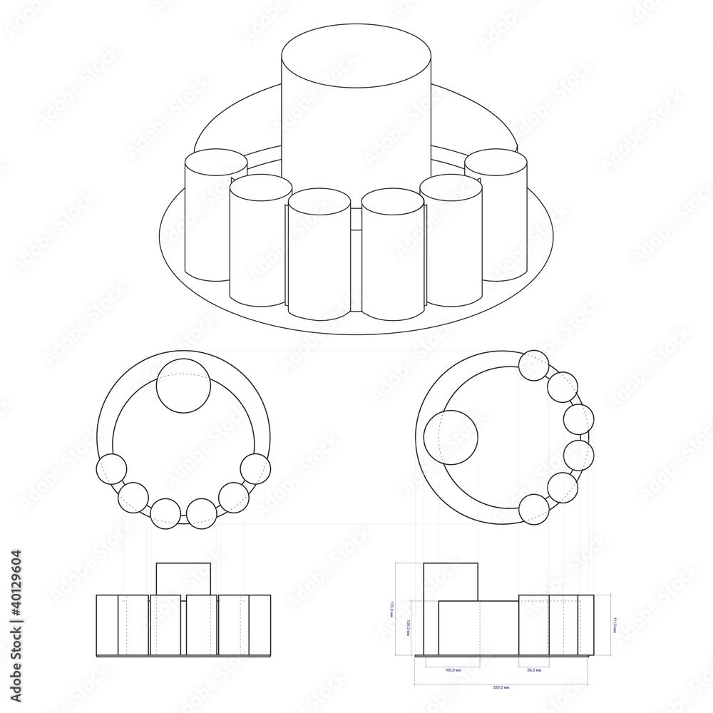 Tray isometric drawing. Tray isometric drawing.