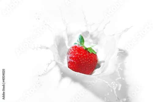 strawberry splash in a bowl of milk