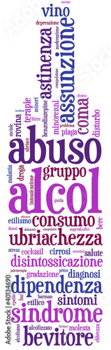Obraz na płótnie alcolismo - tagcloud a forma di bottiglia