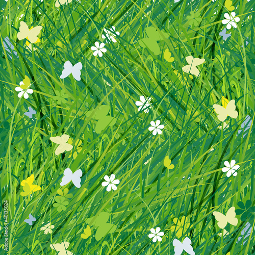 Green meadow, seamless pattern for your design