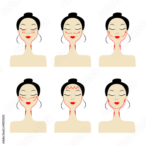 Massage lines on woman face