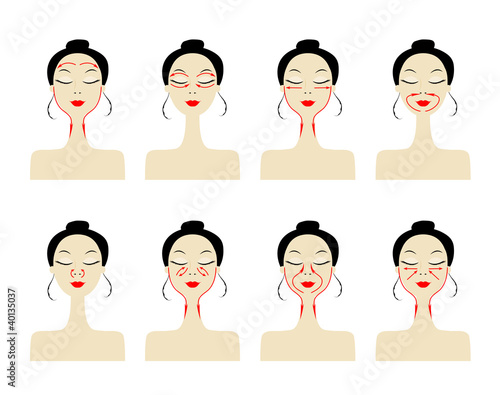 Massage lines on woman face