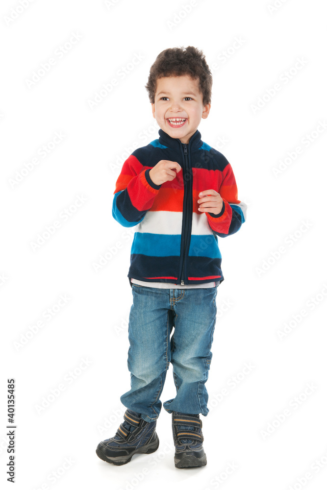 Little boy standing in the studio Little boy standing in the studio