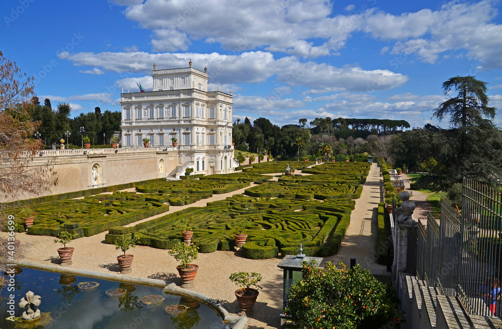 Fototapeta premium panorama of beautiful villa pamphili with italian garden in rome